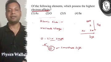 Of the following elements, which possess the highest electron affin...