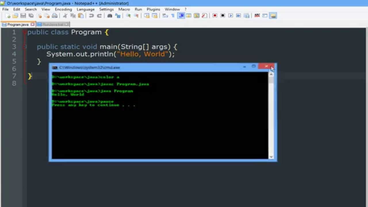 how to run a java program in notepad++