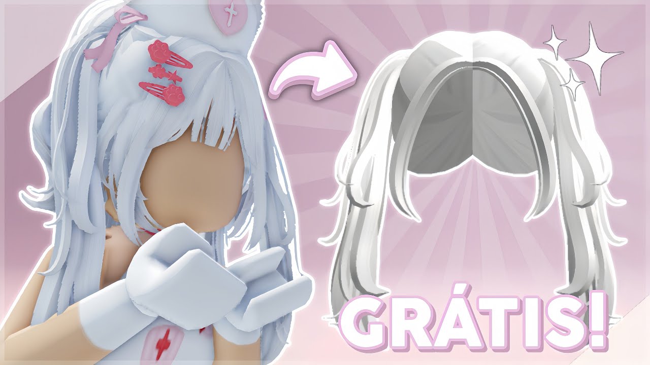 Cabelo Nevo Branco dos Cria GRÁTIS no Roblox 