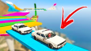 Uma CORRIDA com CARRO de Polícia da NEVE - GTA V Online screenshot 4