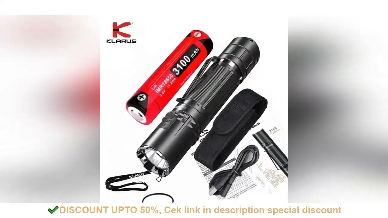 Klarus Ultra Bright Powerful Tactical Flashlight 2100LM Rechargeable Police Torch with 18650
