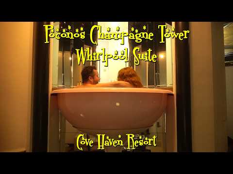 Poconos Retro 80s CHAMPAGNE TOWER WHIRLPOOL TUB THEMED SUITE - Cove Haven  Resort - Lakeville, PA - YouTube