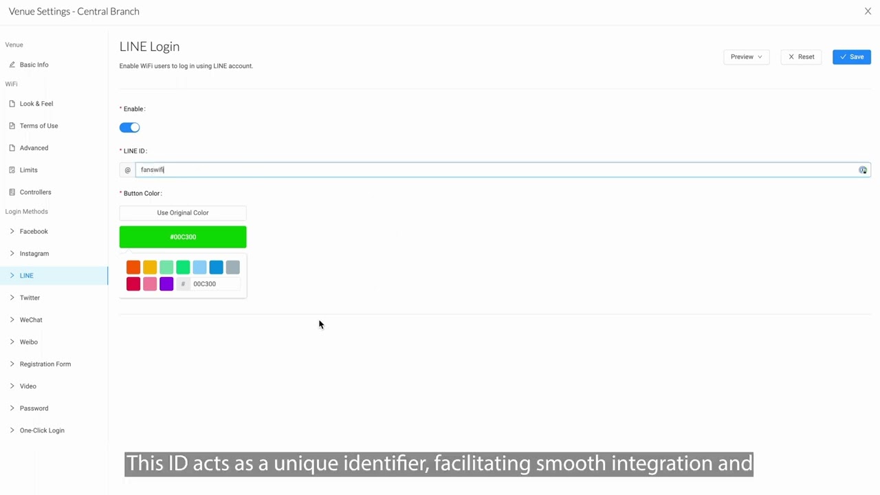FansWiFi - Portal Settings: Login Method [LINE]