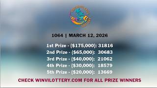 VI Lottery Drawing Results for #1064 Celebrating Our Black History Ticket - 3/12/2026