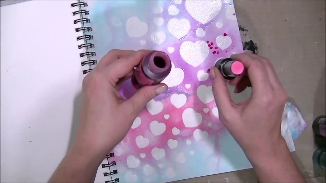Rainbow Watercolor Resist with Ink Sprays & Heat Embossing | Mixed Media Art Journal