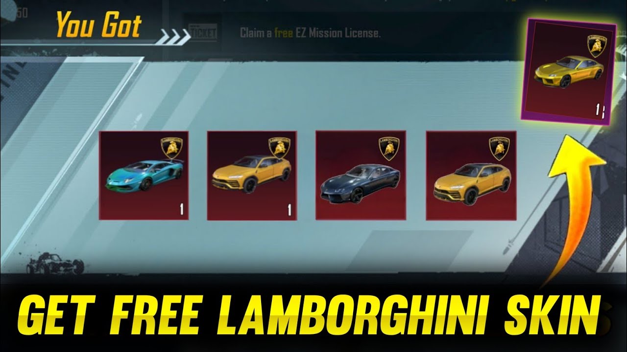 GET FREE LAMBORGHINI SKIN IN BGMI PUBG