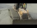 Amazing machine power water canal cleaning bulldozer working with excavator cleaning mud out