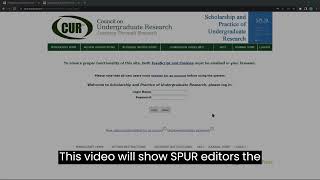 SPUR Editors 1: How to Login in EJournalPress