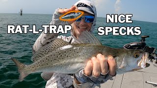 BIG Speckled Trout on RatLTraps in CLEAR Water!