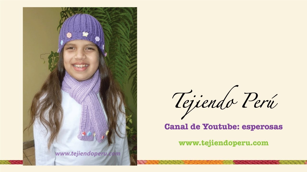 Gorro y bufanda en punto elástico para niños principiantes) - YouTube