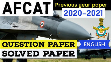 AFCAT 2020-2021 Preparation questions | Previous year paper |  Question Papers Solved - ENGLISH