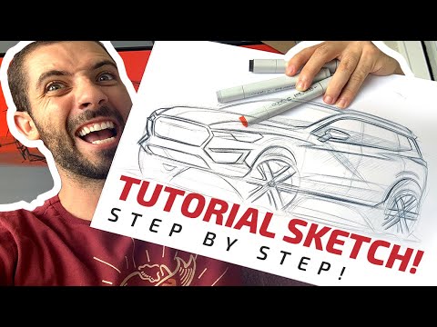 Como desenhar carros - Vista 3/4 frontal: tutorial passo a passo