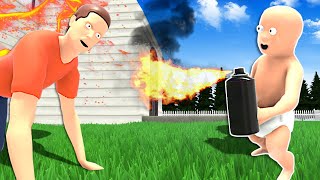 Baby Finds a FLAMETHROWER &amp; Destroys the House! - Who&#39;s Your Daddy 2 Multiplayer