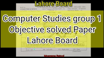 Computer Studies 1st year Objective solved Lahore board