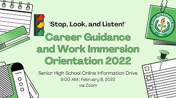 Career Guidance and Work Immersion Orientation for Grade 12