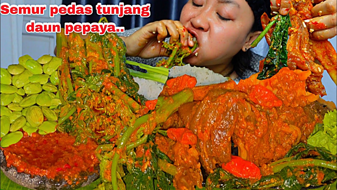 ANGGAP BELUM MAKAN 1 ABAT😂‼️ SEMUR PEDAS KAKI SAPI DAUN PUCUK  PEPAYA .NAMBAH NASI🤤