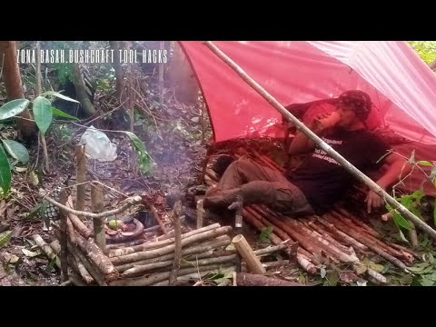 SOLO BUSHCRAFT ZONA BASAH HUTAN RAWA PERAWAN KALIMANTAN .  #shelter #building