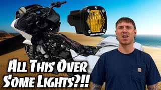 Baja Designs S1 Off-Road Lights Install on Flat-Out Crash Bar 2024 Harley Davidson Road Glide