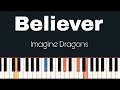 Imagine Dragons - Believer  | Easy Piano Tutorial    Sheet