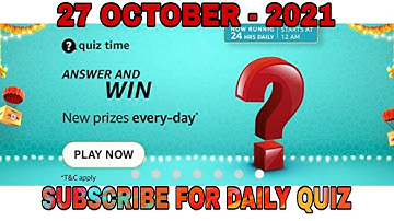 Amazon Quiz Answers Today l Win 30000 Amazon Pay Balance l 27 October 2021