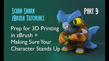 Exporting for 3D Printing in zBrush & Checking Stability - Scuba Shark Tutorial PART 9