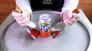 FANTA ORANGE ice cream rolls street food - ايس كريم رول فانتا برتقال