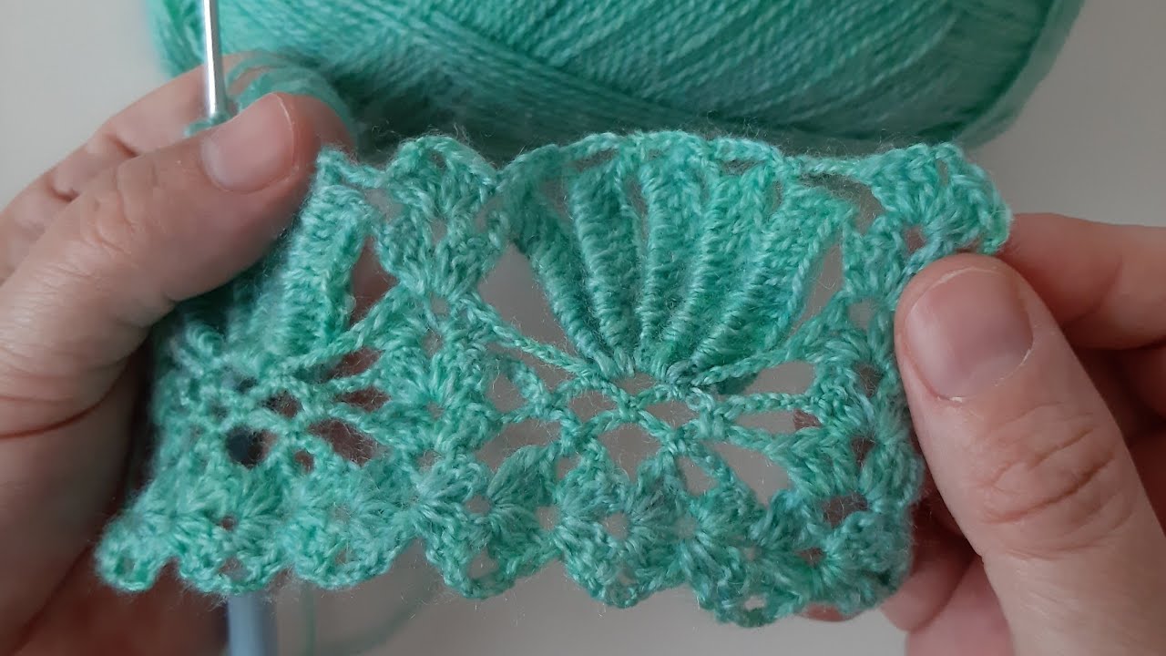 Dolgulu midye kabuğu crochet örgü modeli yapılışı