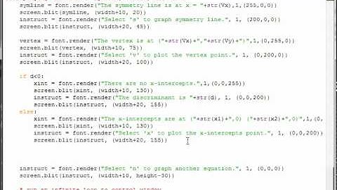 Python-Pygame Lesson Quadratic (part 9) Solver and Grapher