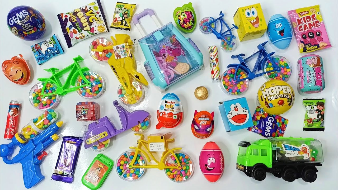 Lot's Of Candies and Other Chocolates | Surprise Candies with Toys Candy | Kinder Joy, Gems Surprise
