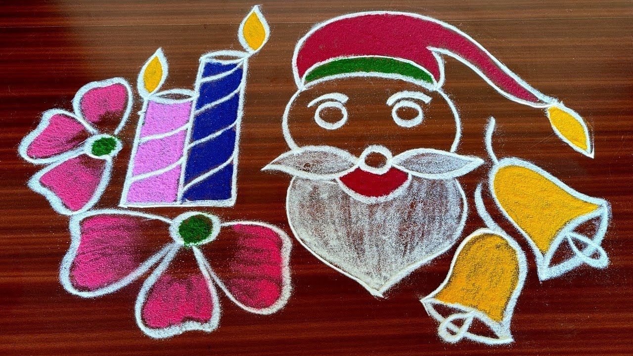 Christmas Santa Claus rangoli 2022|easy Christmas kolam|x mas 2022 ...