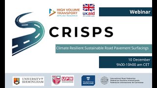CRISPS Project - Climate resilient sustainable road pavement surfacings