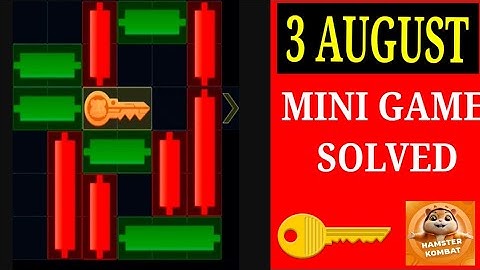 💯 3 August Mini game solved hamster Kombat game solved. how to get more key in hamster Kombat game