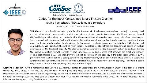 Codes for the Input-Constrained Binary Erasure Channel - Mr. Arvind Rameshwar