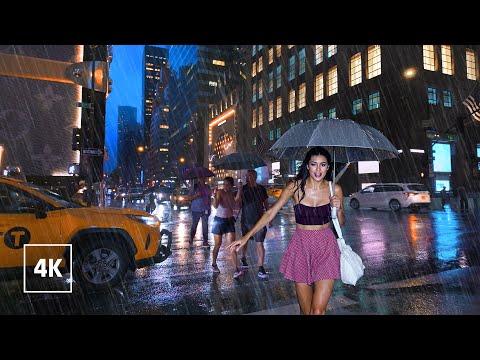 New York, الولايات المتحدة | جولة ليلية في المدينة 4K | 28 يوليو 2025