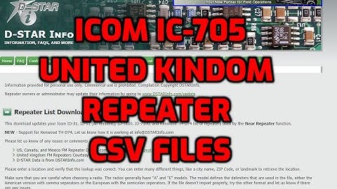 ICOM IC-705 -UNITED KINDOM -REPEATER CSV FILE DR MODE