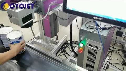 How to Mark QR Code on Milk Powder Tank by CYCJET High speed Laser Marking Machine Fly Laser Printer