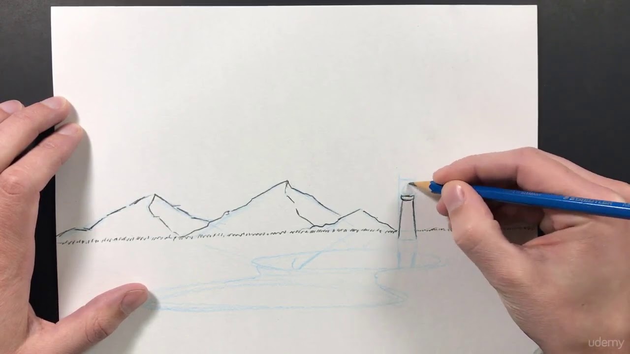 Landscape Drawing Math Drawing a landscape with geometric shapes - YouTube
