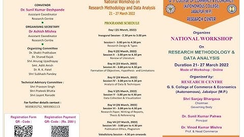 NATIONAL WORKSHOP on "RESEARCH METHODOLOGY & DATA ANALYSIS"