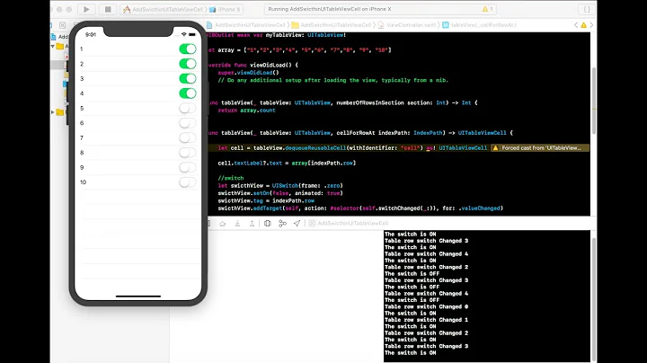 Add switch in UITableView cell in Swift