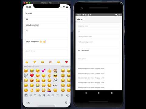 NativeScript Keyboard Toolbar plugin demo, on iOS and Android