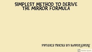SIMPLEST  METHOD TO DERIVE THE MIRROR FORMULA