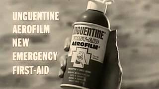 Vintage Old Unguentine Aerofilm First Aid Sunburn Spray 1950's Commercial