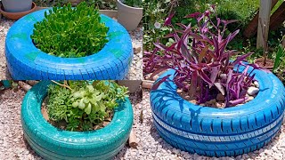 أفكار لإعادات تدوير الإطارات القديمة لتزيين حدائق المنزل /recycling old tires into plants pot