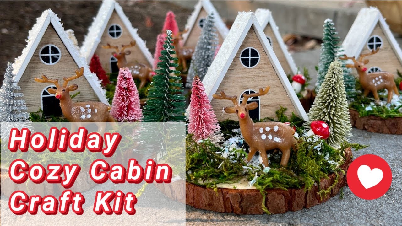 out    Natural Christmas✩⡱森の中のおうちオブジェSET DIY Christmas Craft Kit Instructions | Woodland A-Frame Cabin