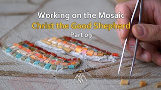 Making the mosaic Christ the Good Shepherd - Hand