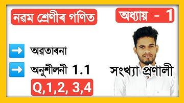 Class 9 Math Ex 1.1 Q.1,2,3,4(i,ii,iii) Solution In Assamese, New Class 9 Maths Assam 2021