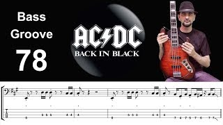BACK IN BLACK (AC/DC) How to Play Bass Groove Cover with Score & Tab Lesson chords