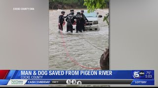 Man and dog saved from Pigeon River