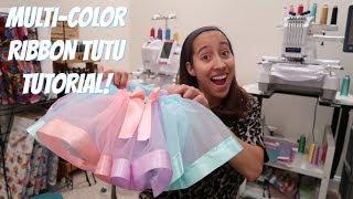 HOW TO MAKE A MULTI COLOR RIBBON TRIM TUTU! 3 Color Tutu! How I Cut My Tulle for Tutus!