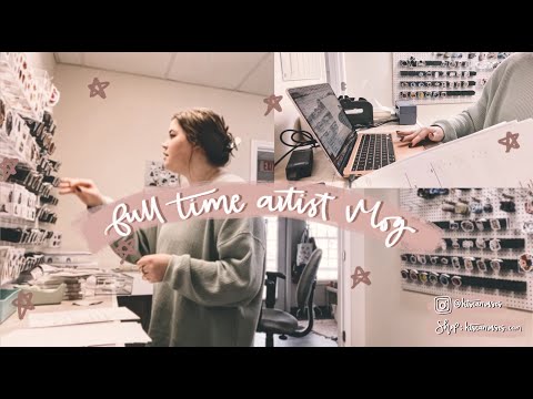 full time artist vlog in my new office | fulfill orders with me